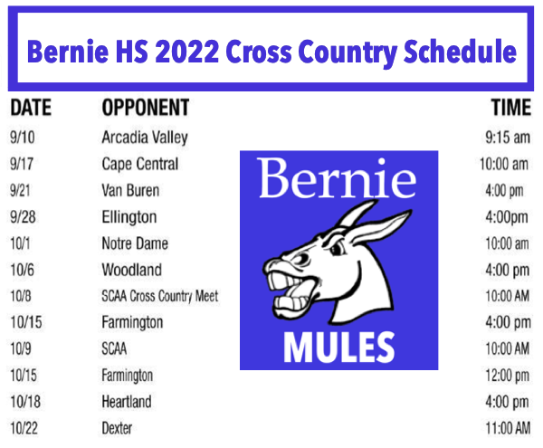 2022 Bernie High School Cross Country Schedule