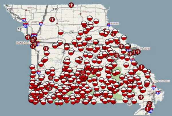 Flooded Roads in Southeast Missouri