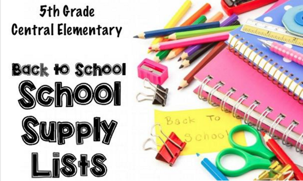 Central Elementary 5th Grade School Supply List