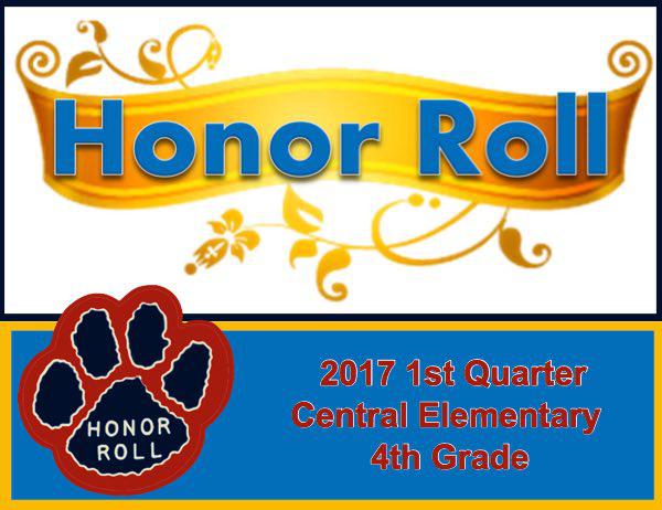 Central Elementary Releases 4th Grade Honor Roll for 1st Quarter