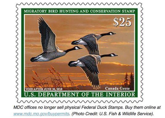 MO Dept of Conservation Offers Federal Duck Stamps Online Only