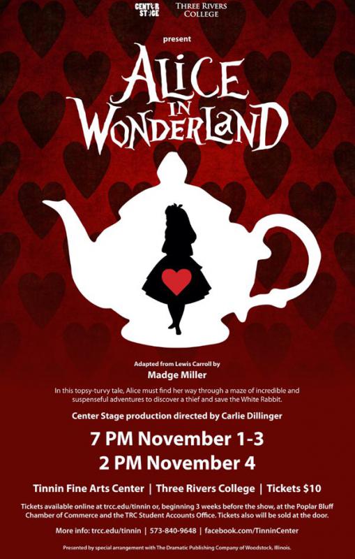 “Alice in Wonderland” to be performed at Three Rivers College