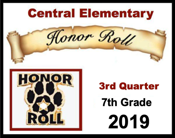 T.S. Hill Middle School 7th Grade 3rd Quarter Honor Roll 2019