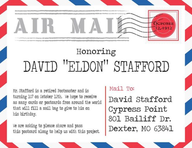 Cypress Point Collecting Birthday Cards for Eldon's 107th Birthday