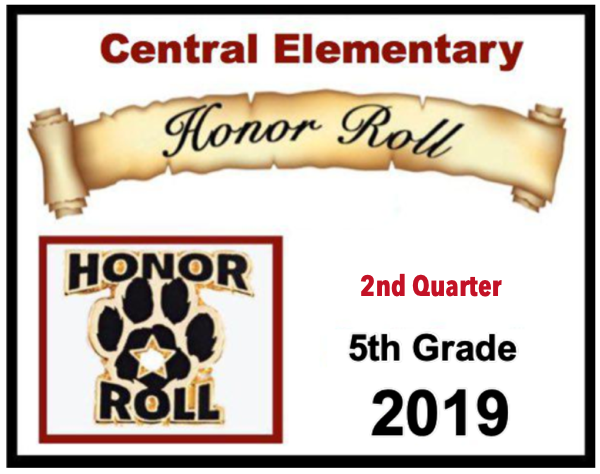 Central Elementary 5th Grade 2nd Quarter Honor Roll 2019
