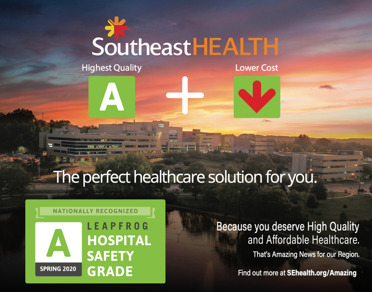 SoutheastHEALTH Nationally Recognized with an ‘A’ for the Spring 2020 Leapfrog Hospital Safety Grade