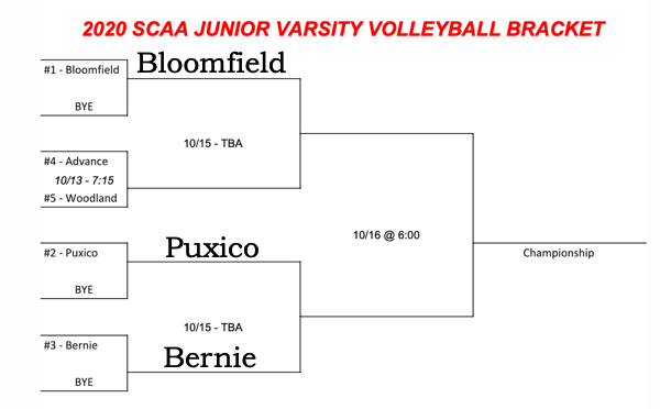 Updated 2020 SCAA JV Volleyball Tournament Bracket; Dexter JV Drops Out