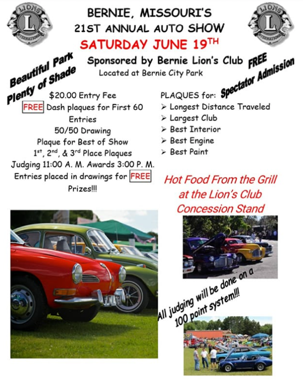 Bernie Lion's Club to Host 21st Auto Show