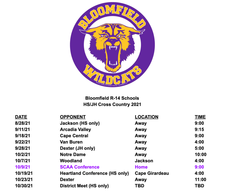 Bloomfield High School Cross Country Schedule 2021