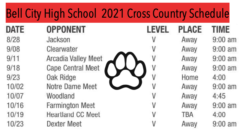 Bell City High School 2021 Cross Country Schedule