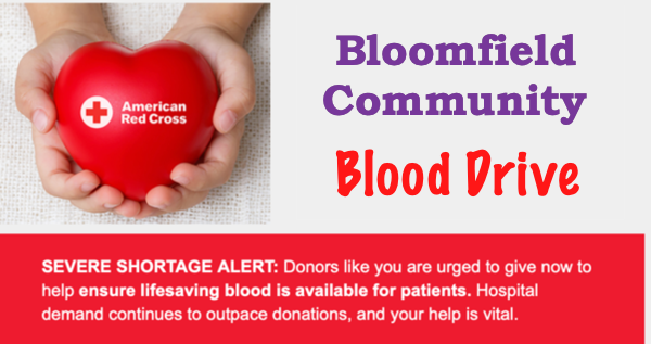 Bloomfield Community Blood Drive on Thursday, September 9th