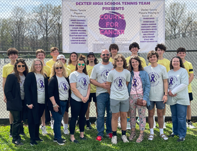 Dexter Tennis Raise Money for Courts for Cancer, Donate to Asst. Superintendent Miller
