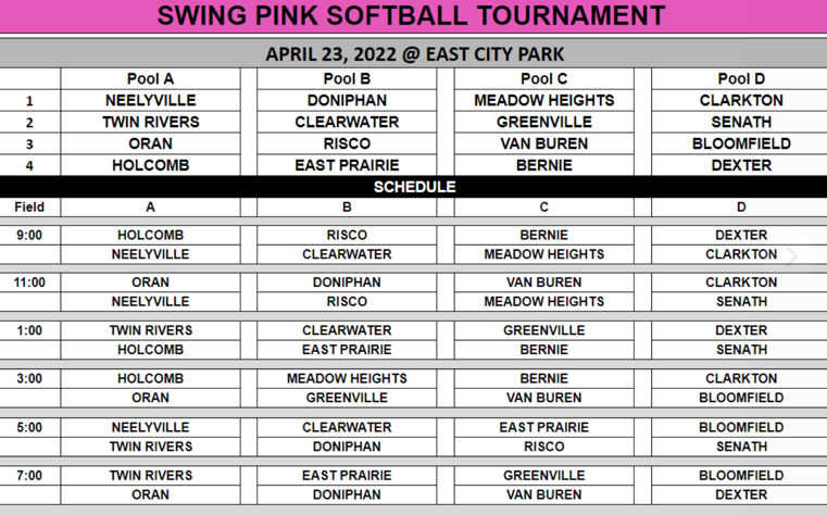 Swing Pink 2022 Updated Schedule