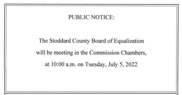 Public Notice - Board of Equalization