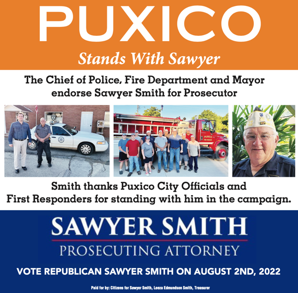 Puxico City Officials and First Responders Endorse Sawyer Smith for Prosecuting Attorney