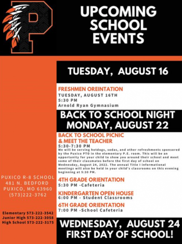 Puxico School District Upcoming Events