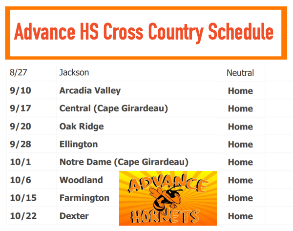 2022 Advance High School Cross Country Schedule