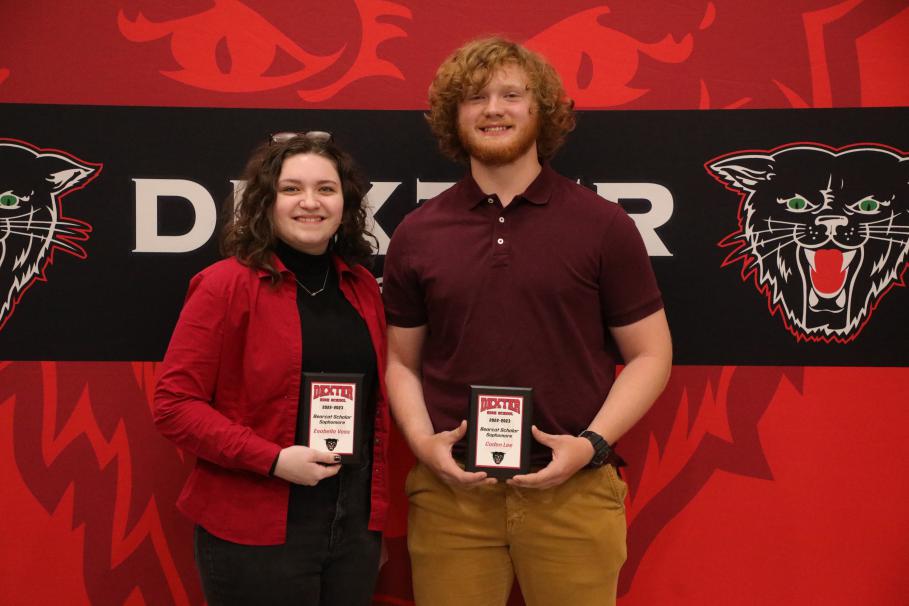 2022-2023 DHS Awards Assembly - Sophomore Bearcat Male and Female Scholars - Esabella Voss and Caden Lee