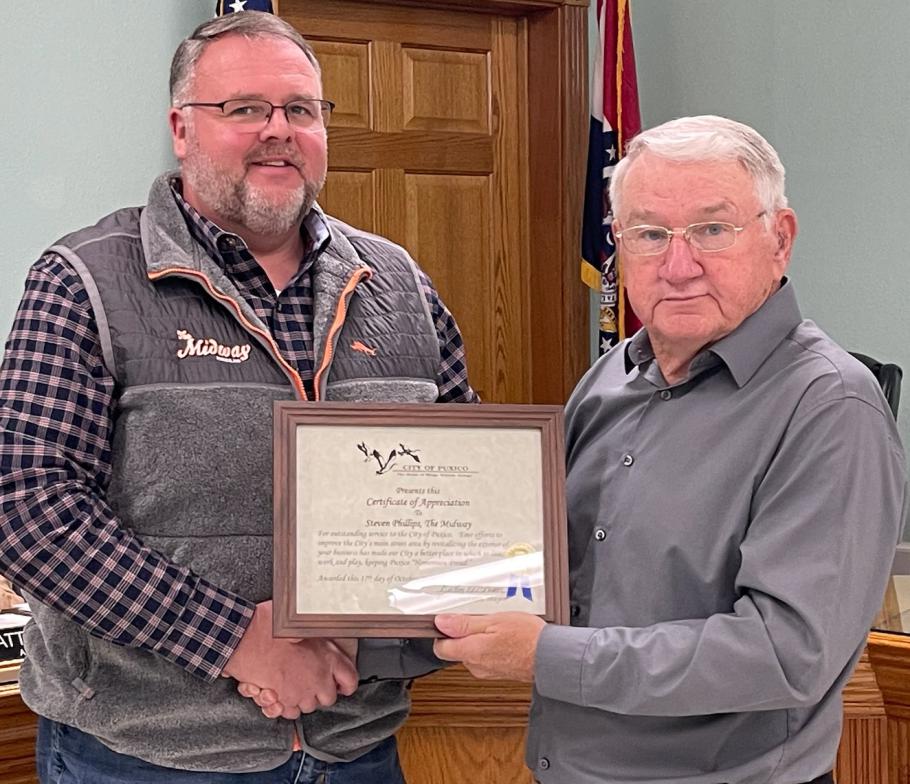 Certificate of Appreciation Awarded to The Midway