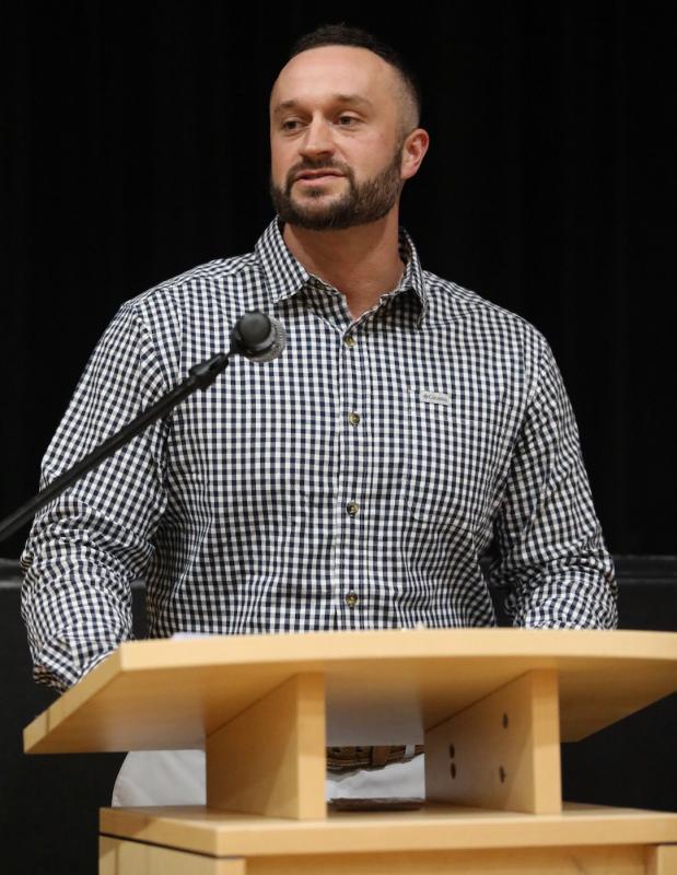 Puxico Veterans Day Assembly, Guest Speaker Kyle Cox, Quilts of Valor, VFW Teachers of the Year