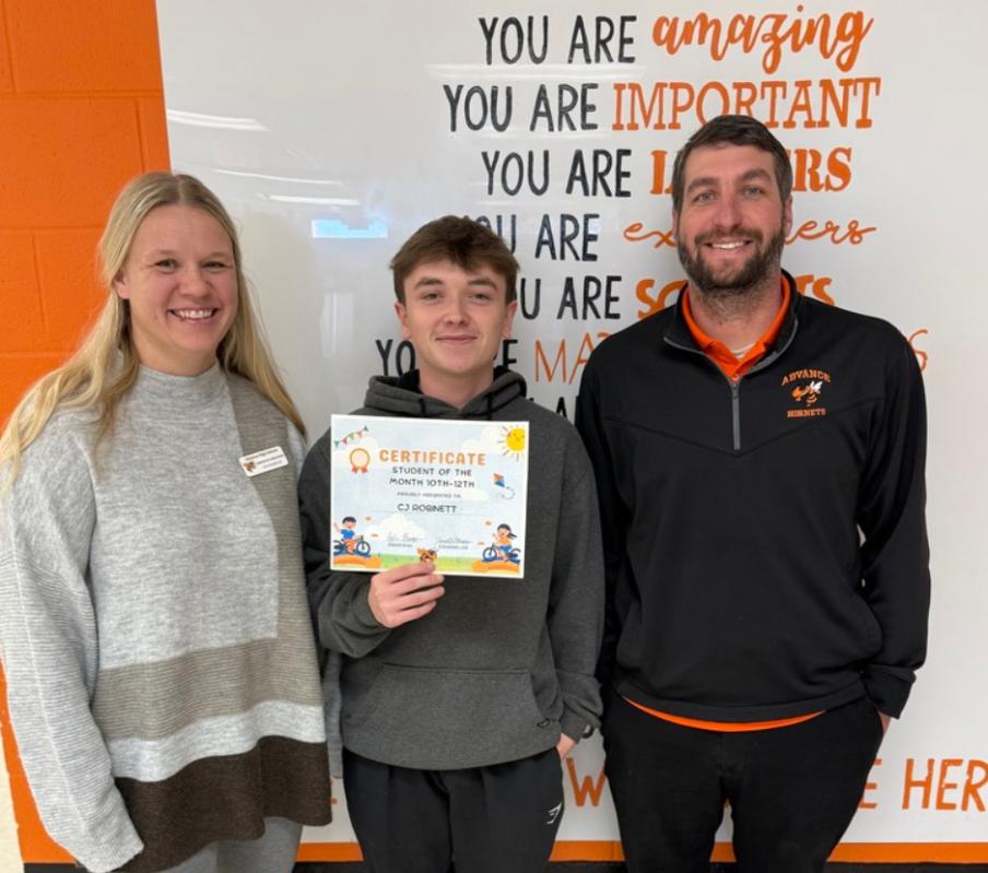Advance H.S. November Student of the Month - CJ Robinett