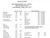 Bootheel Recycling Price Sheet - January 7, 2019
